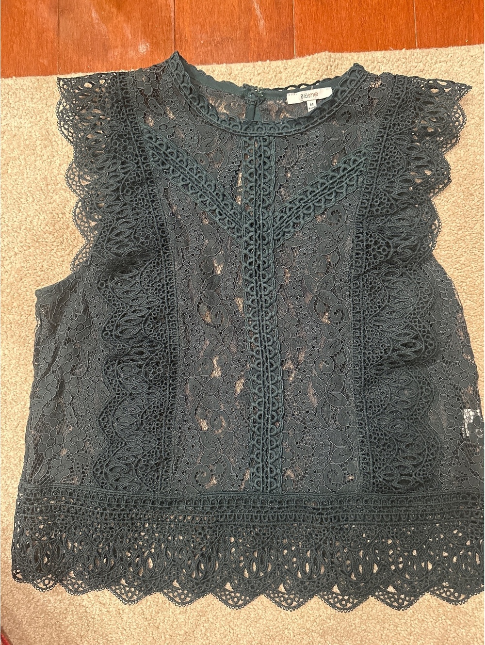 (4)Blasne Women's Black Lace Sleeveless Blouse Medium